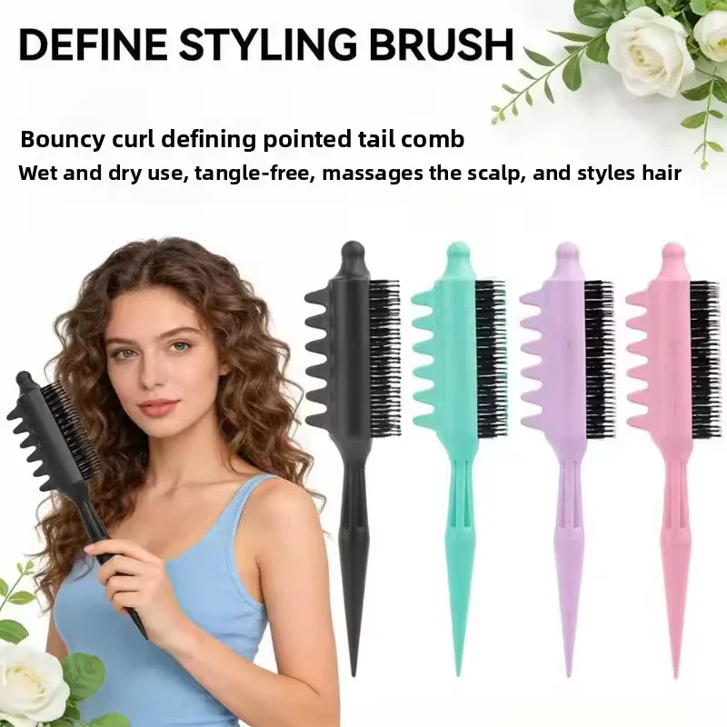 Rat Tail Teasing Brush Sharp Nylon Bristle Anti-Static Styling Tool for Texture & Volume Salon or Home Use