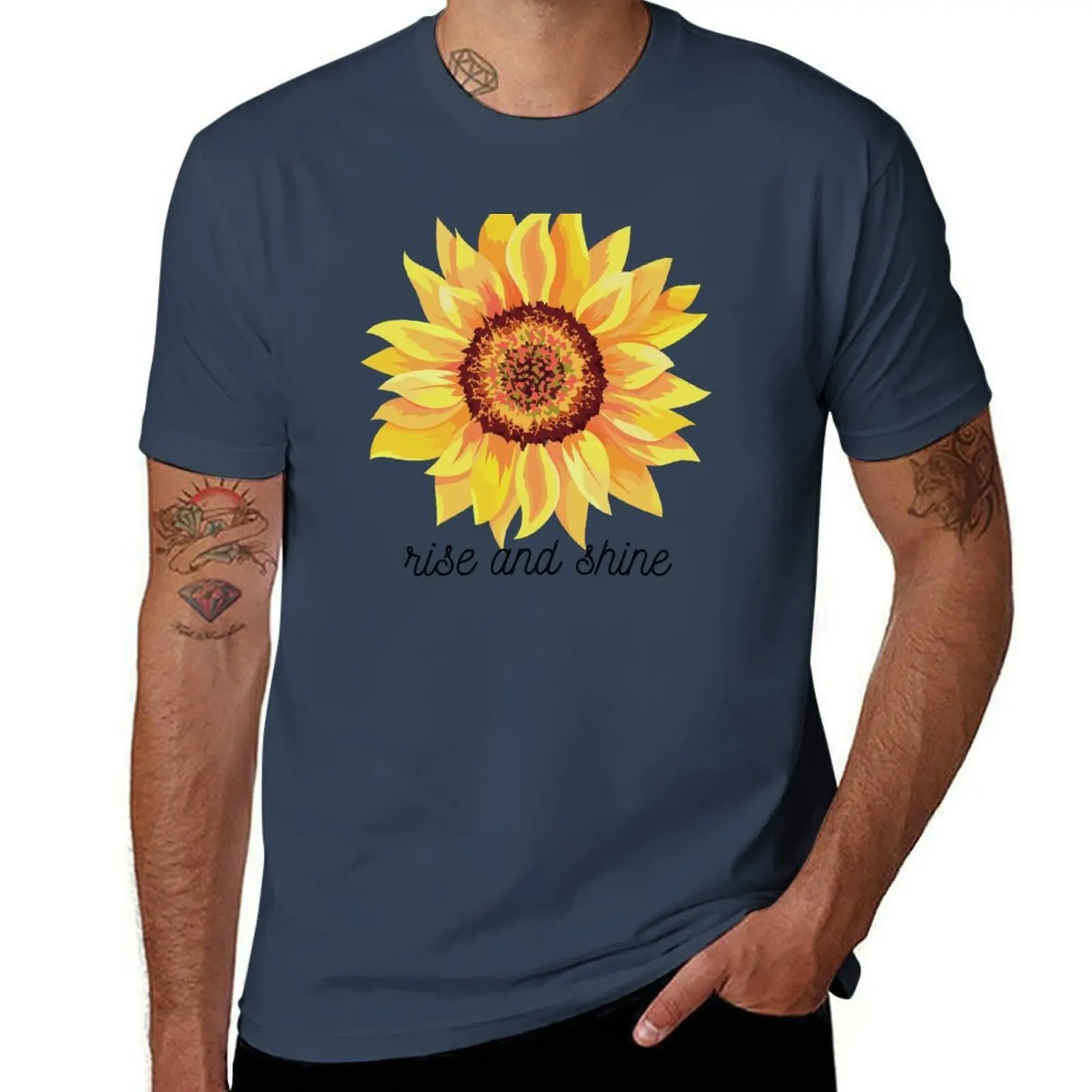 

rise and shine sunflower T-Shirt anime tshirt black cotton t-shirt plain for man package T-Shirt