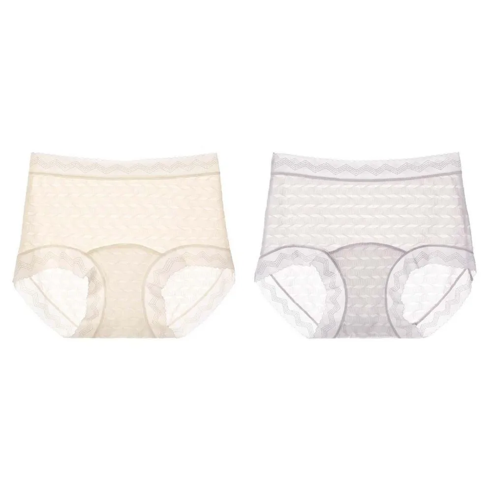 

Breathable Mid Waist Thin Lace Panties Ice Silk Seersucker Seamless Underpants Large Underwear Floral Briefs Women