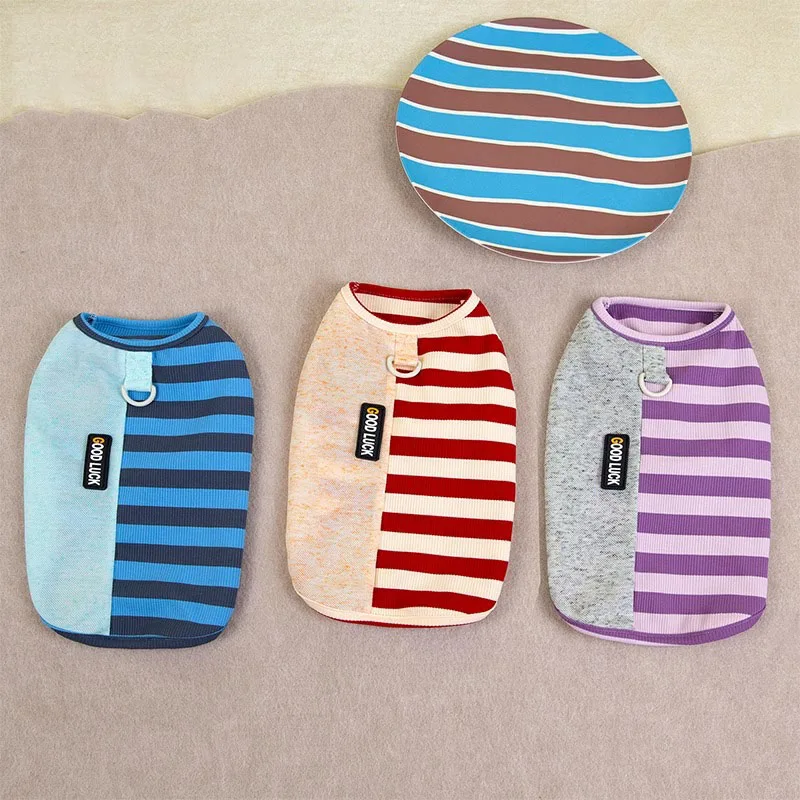 Attractable Puppy Clothes Summer Thin Teddy Vest Bichon Frise Striped T-Shirt Yorkshire Pullover Pet Supplies