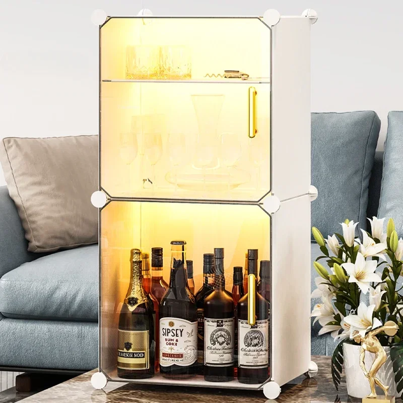 

Nordic Desktop Wine Cabinets Household Wall-mounted Floor Storage Cabinet Light Luxury Living Room Wine Small Display Cabinet