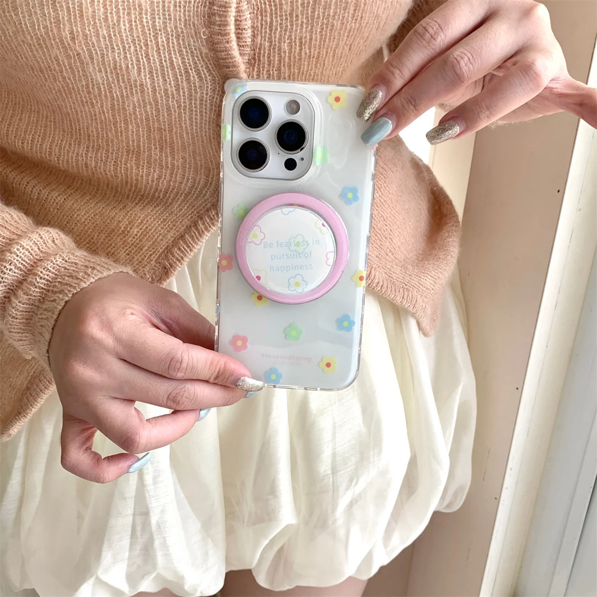 

New fashionable and cute colorful flower magnetic Phone Case For iPhone 16 15 14 13 Pro Max fundas iphone 15 case cover