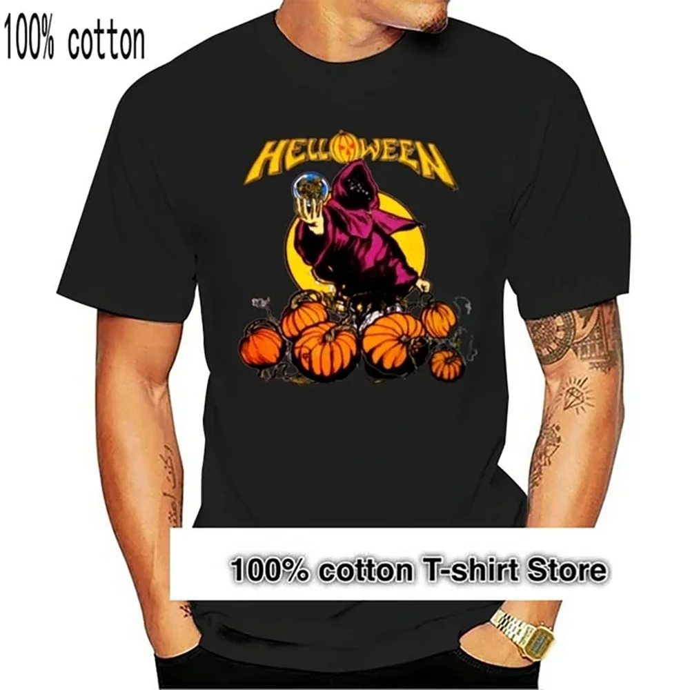 JRJZ-Camiseta de algodón puro para hombre, camisa informal con estampado de Helloween, calabaza, gira libre, concierto, banda de Rock, nueva moda, #913121