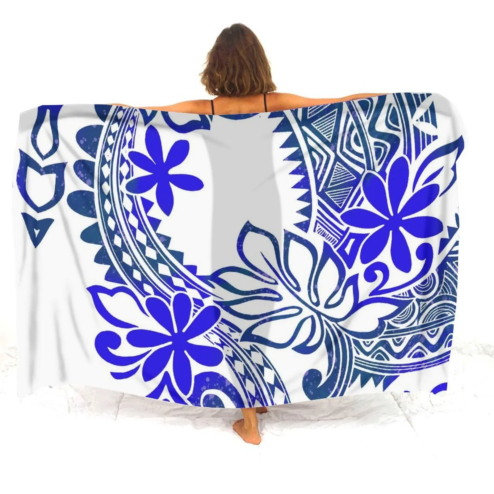 البولينيزية مخصص شاطئ ردائه المرأة الأزهار الفنية طباعة شال تنورة خفيفة الوزن عطلة استوائية 2025