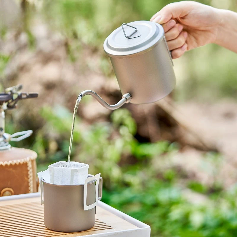 420ML Pure Titanium Pour Over Coffee Dripper Foldable Long Spout Portable for Home Outdoor