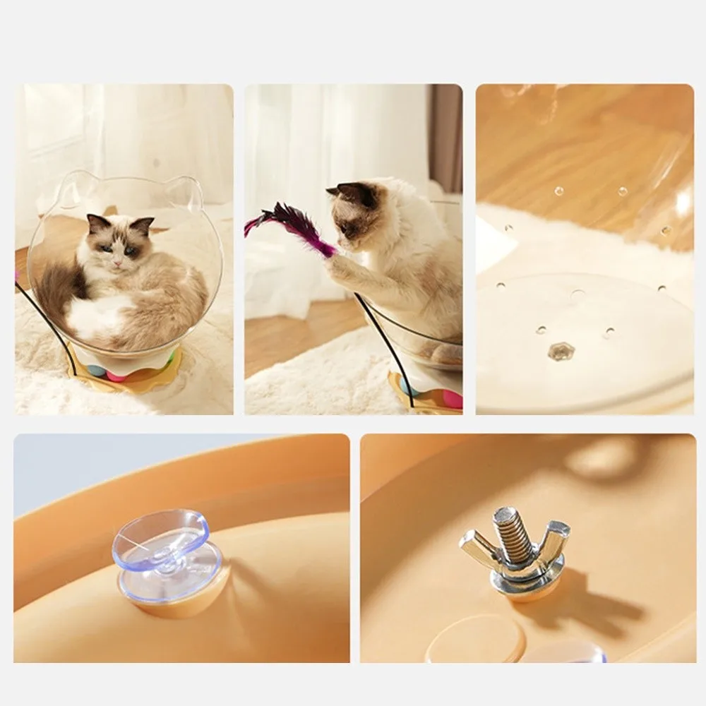 

Pet Accessories Transparent Spacecraft Cat's Nest Semi-enclosed 2-in-1 Space Capsule Cat Bed Removable Washable Cat Turntable