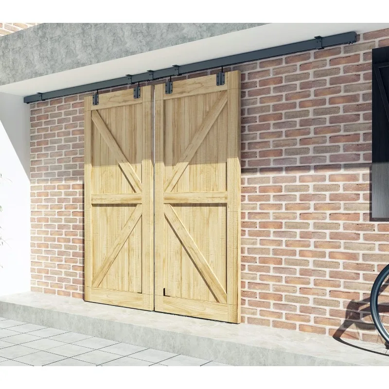 Barn Door Hardware,Heavy Duty Box Track Kit for Exterior Use,Max Load 300lbs,Fit 2 X36 i