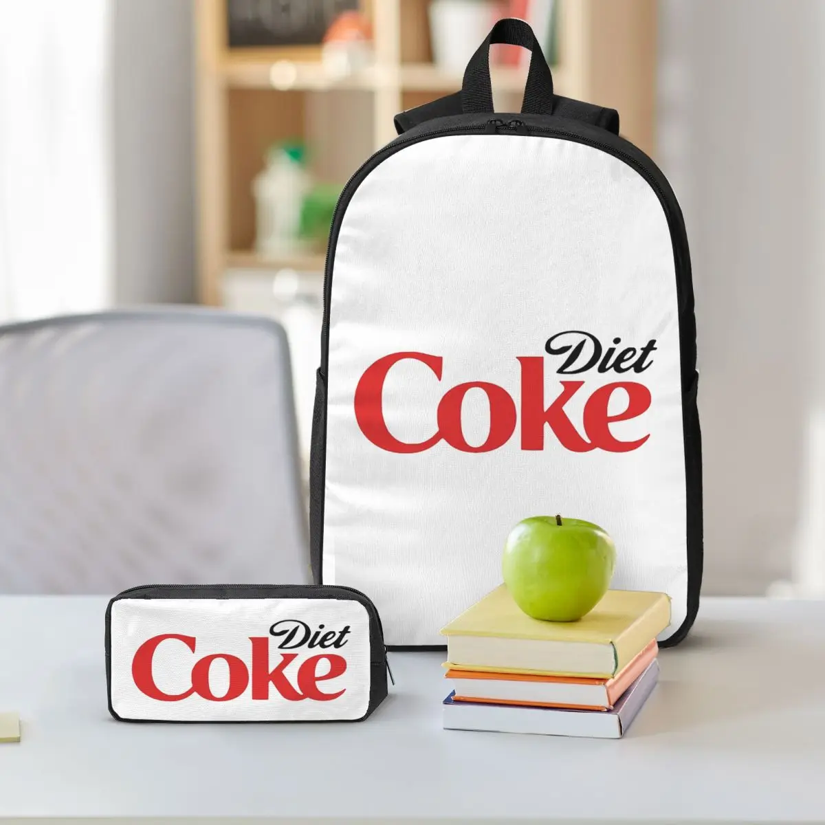 Coke Funny Lover Diet Backpack Student BookBag School Bag Shoulder Bags 3ps Insulated Lunch Bag Pencil Case