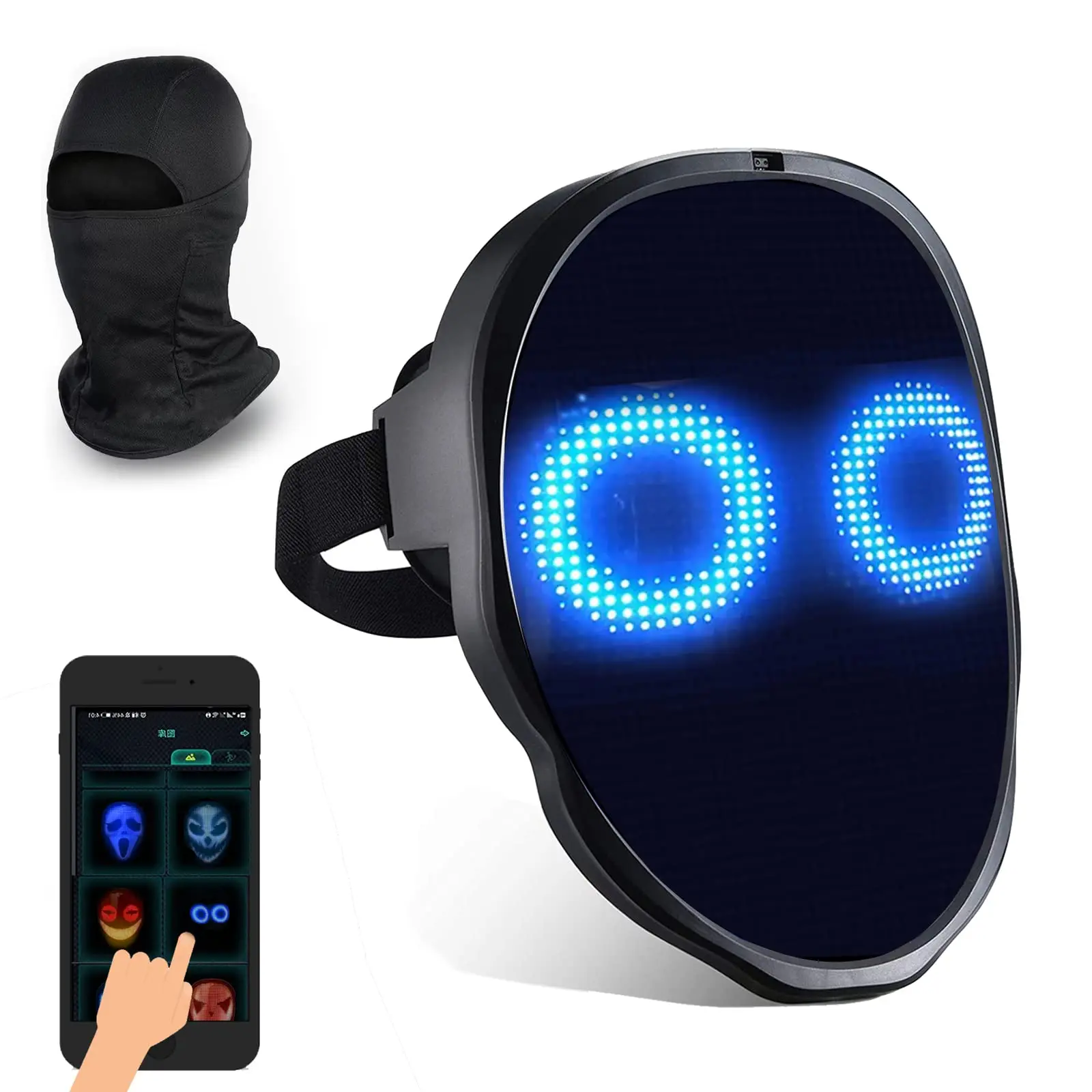 Bluetooth programlanabilir App ile Led maske, yetişkin çocuk cadılar bayramı maskeli parti için parlayan Led ışık Up yüz maskesi