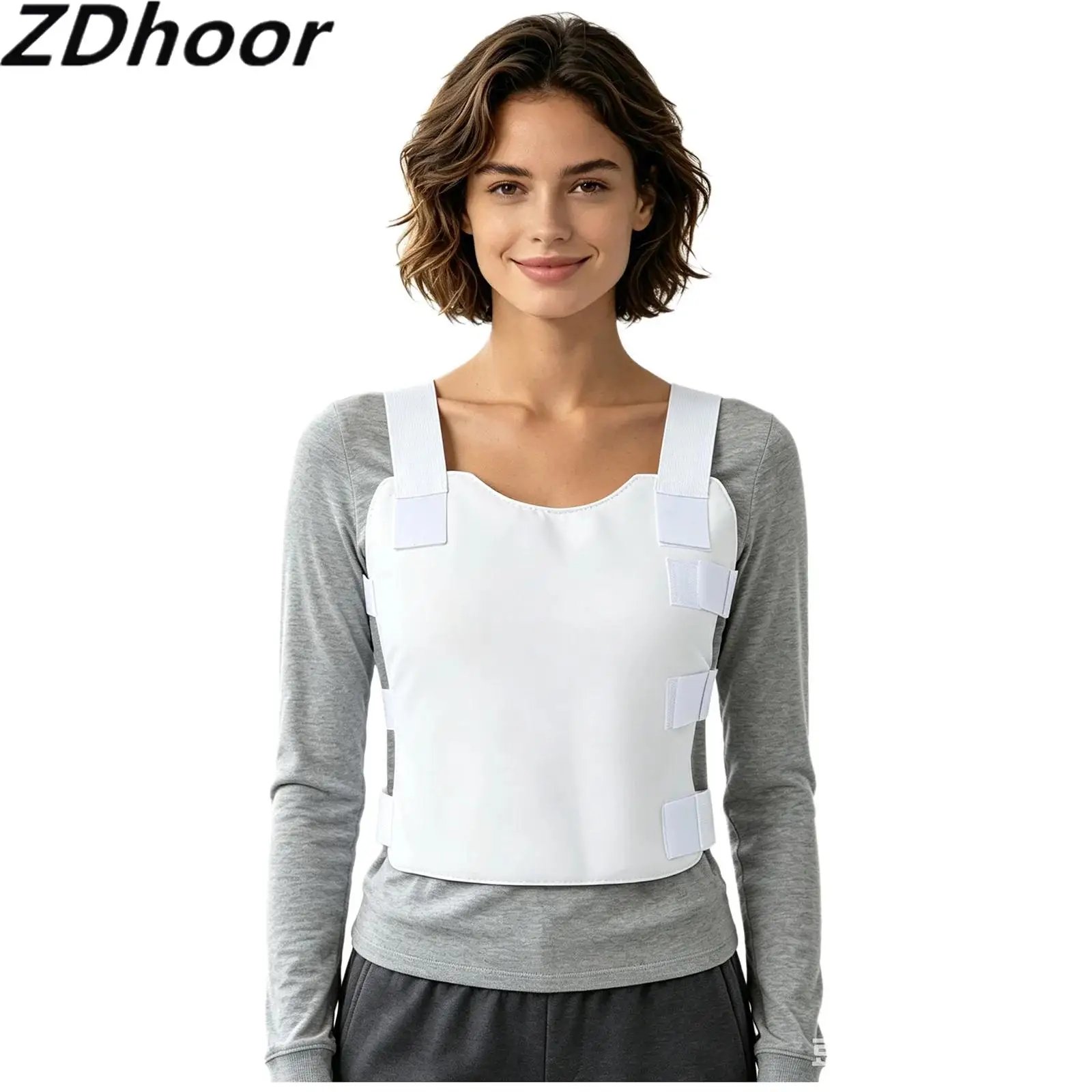 Adults Post Surgery Chest Support Vest Elastic Straps with Hook-loop Closure Padded Chest Compression Wrap for Recovery