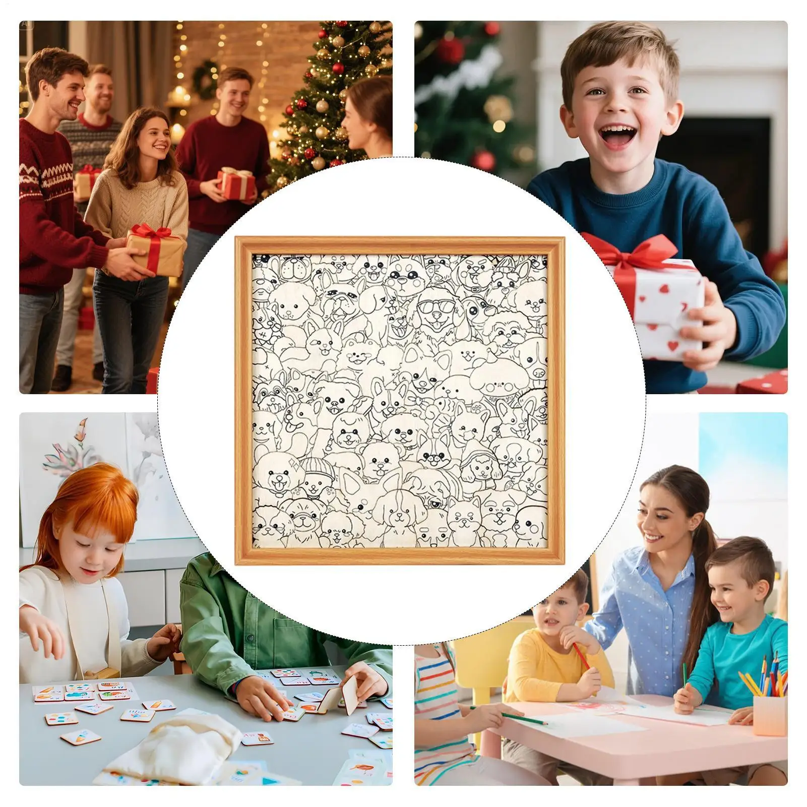 ألوان اللغز الخاص بك، إطار صورة خشبي لتلوين الكلاب، ألغاز الصور المقطوعة المزخرفة للأطفال، لعبة عائلية لمحبي الحيوانات