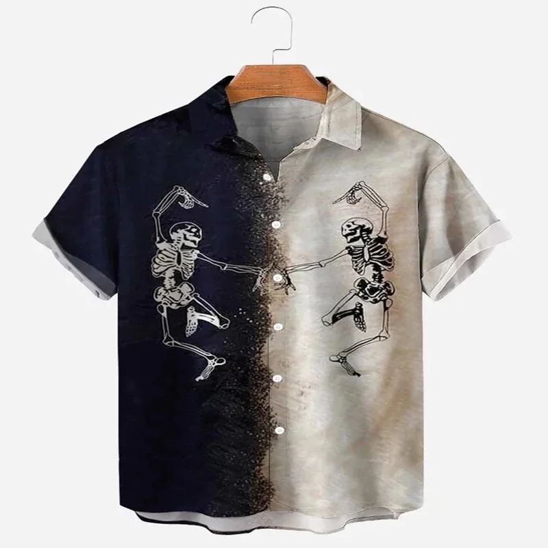 

The Dancing Skeleton Short Sleeve Shirt 3D All Over Printed Hawaiian Shirt for Men and Women Casual Shirt Unisex