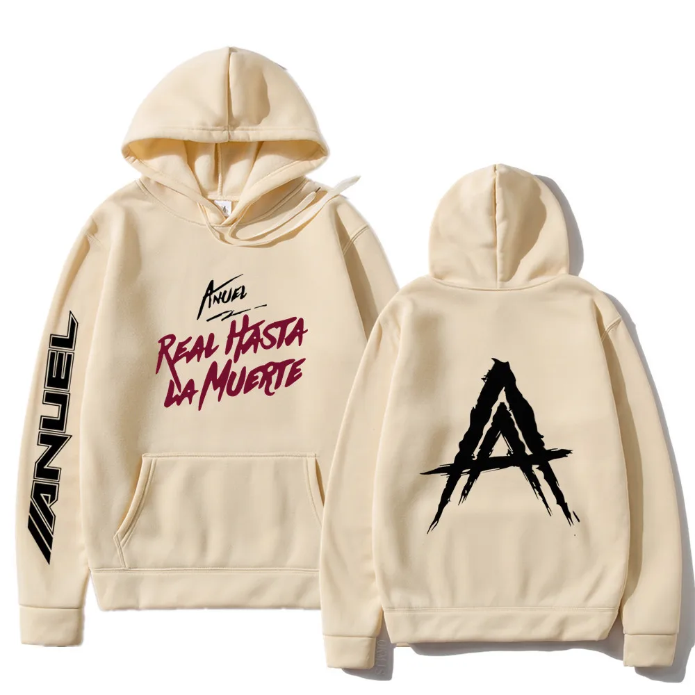 Hoodies Women Anuel AA Real Hasta La Muerte Print Sweatshirts Streetwear Rapper Loose Casual Hooded Tops Hooded Pullover