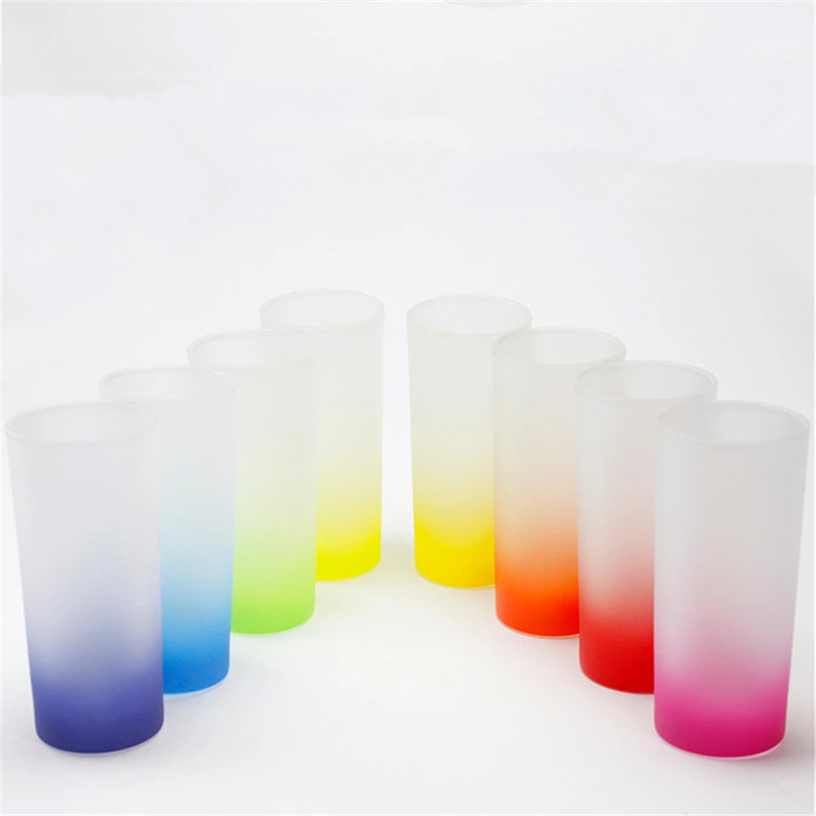 108pcs/Lot 500ml/17oz Sublimation Frosted Glass Mug 300ml/10oz Wine Tumbler Juice Mug Water Cup Barware DIY Design