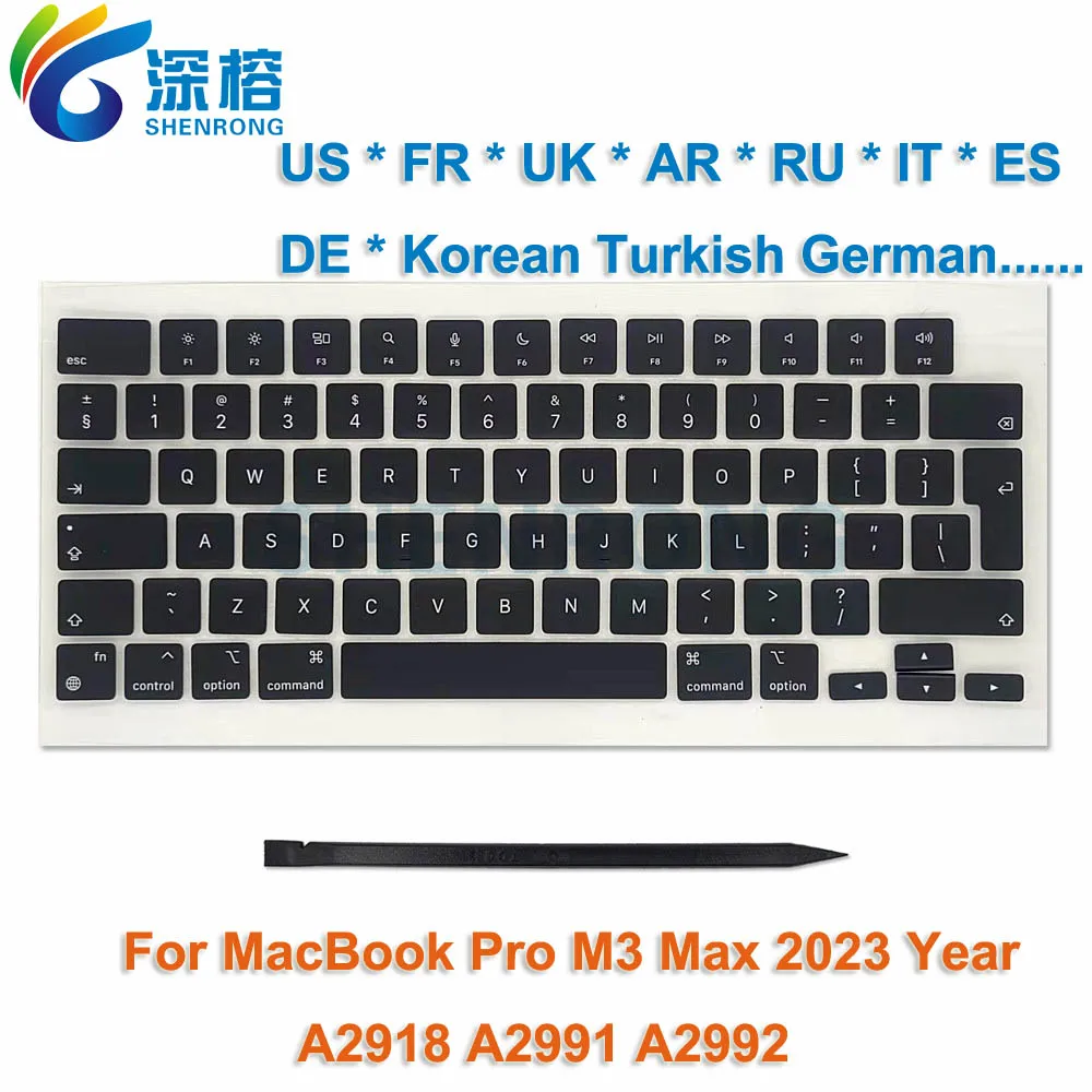 US Turkish French Russian... A2918 A2991 A2992 Keycaps Keys Key Cap set For MacBook Pro M3 Max 14