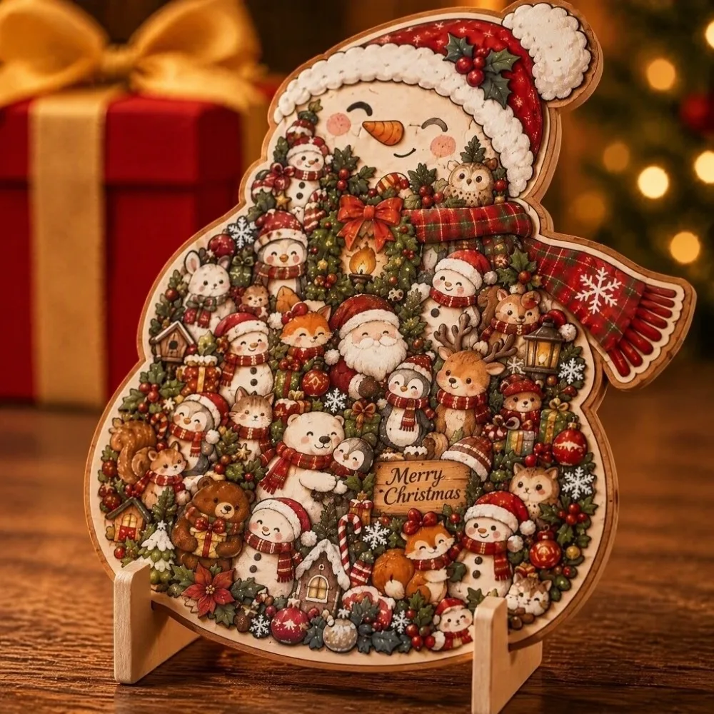 Creative Wooden Jigsaw Puzzle Animal Shape With Stand Unique Shape Puzzle Unique Shape Festive Shaped Christmas Puzzle