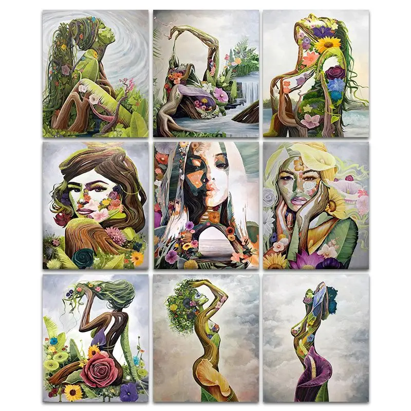 

CHENISTORY Diy Pictures By Number Abstract Woman Kits Home Decor Painting By Numbers Figure Drawing On Canvas Art Gift