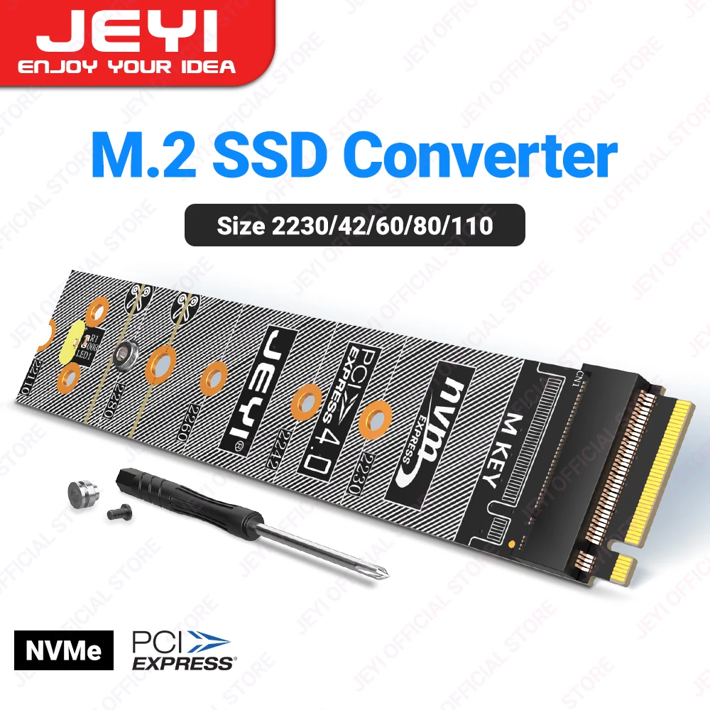 

JEYI M.2 NVMe SATA защитный PCB преобразователь платы PCIe 4,0 твердотельный адаптер для штатива с поддержкой 2280 удлиненный до 22110