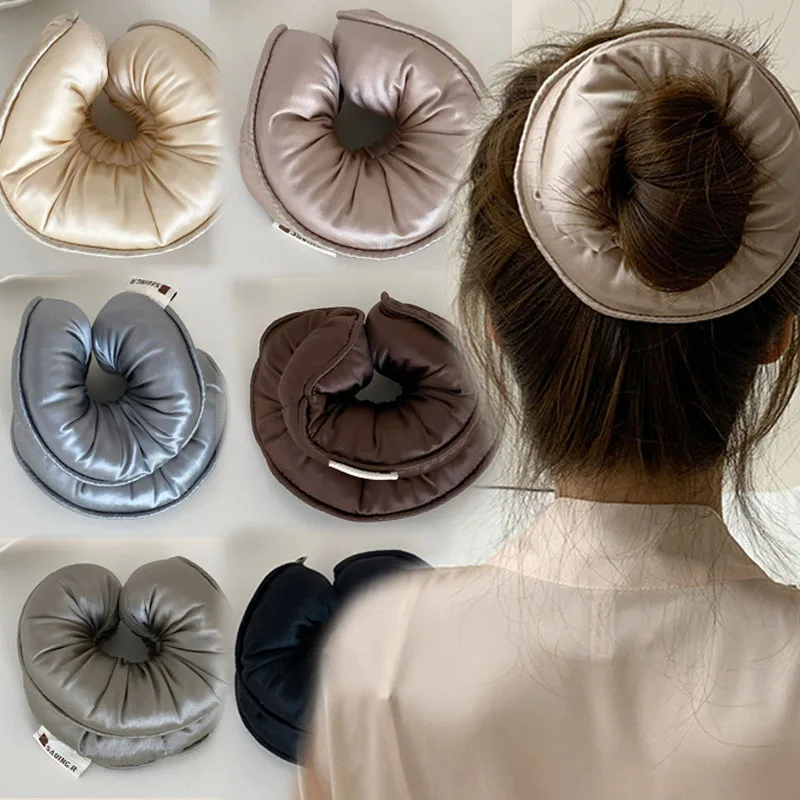 

Elastic Sleeping Ponytail Holder Soft Large Solid Colors Satin Filled Cotton Hair Scrunchies Women Girls Headwear Accessories