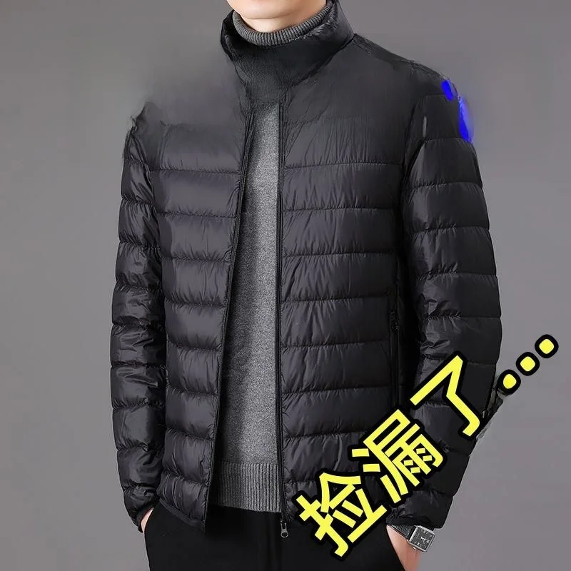 

Men's Loose Fit ort down Cotton Jaet Stand Collar Hooded Warm Coat Trendy Top Long Sve Zipper Closure Spring Outerwear