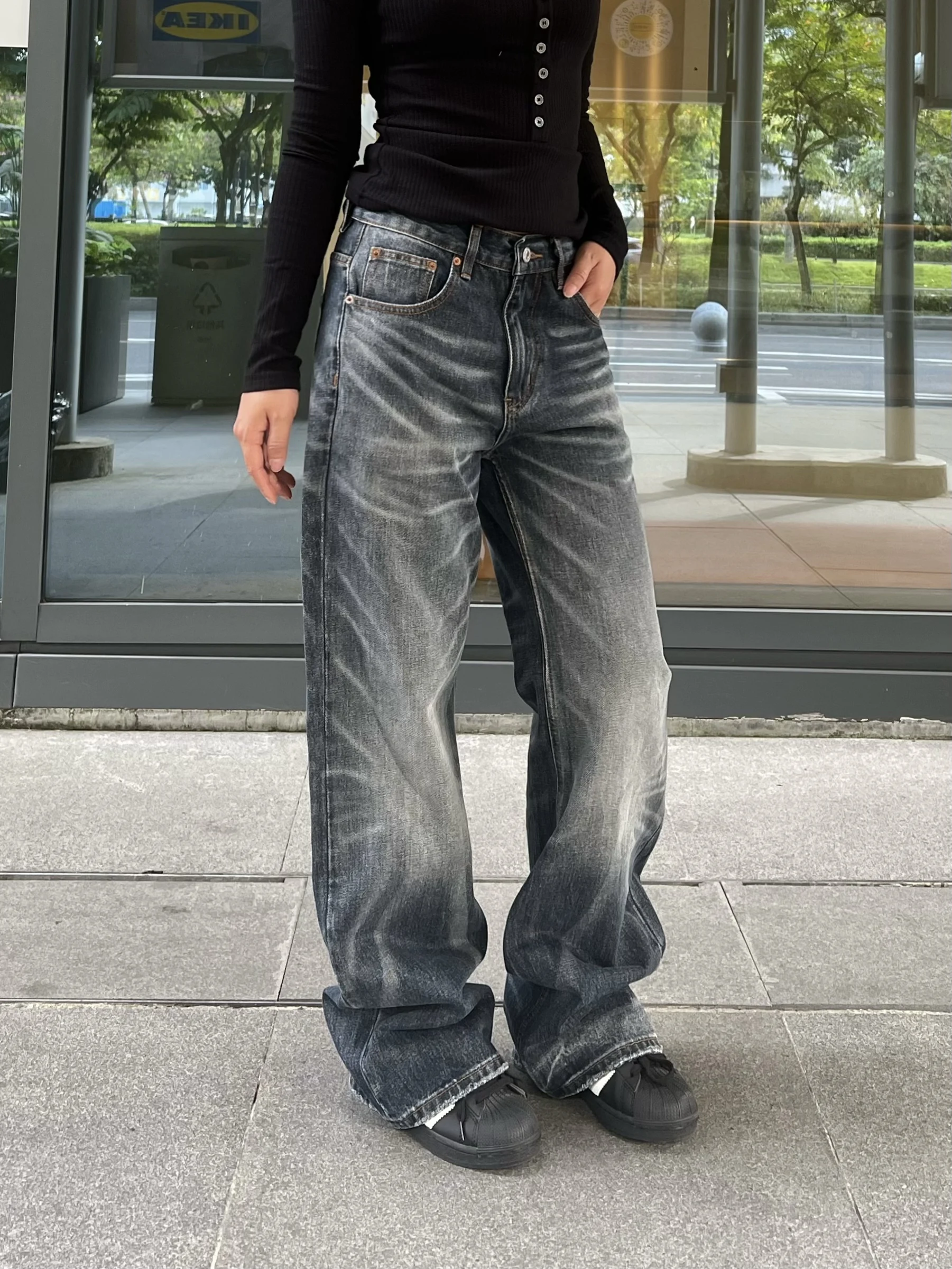 

Retro American High Street Jeans Men Women Loose Straight Leg Cleanfit Casual Long Pants Vintage Style Straight Jeans