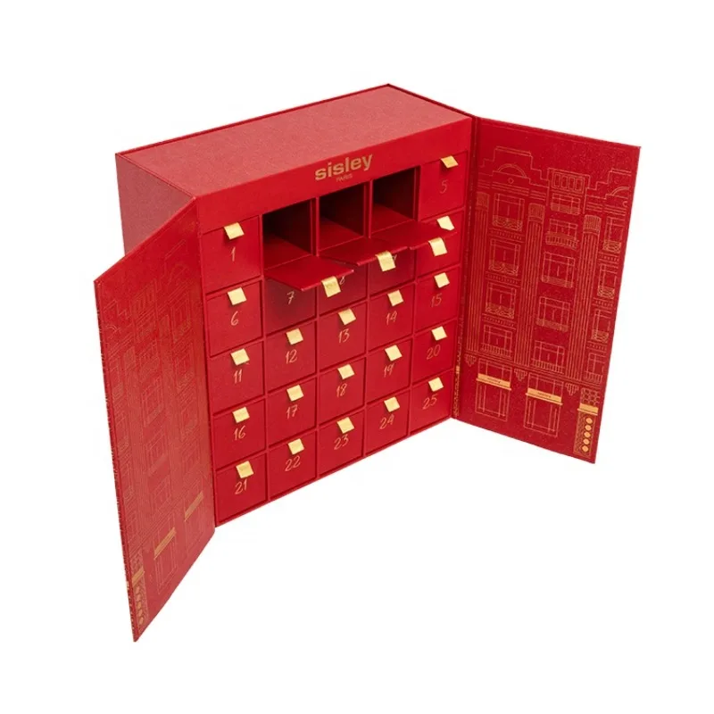 2025Manufacture Wholesale Customized Printed Cardboard Magnetic Christmas Beauty Advent Calendar Packaging Box