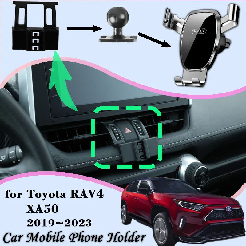 Car Mobile Phone Holder for Toyota RAV4 XA50 Suzuki Across 2019~2023 360° Rotating Car Mount GPS Navigation Stand Accessories