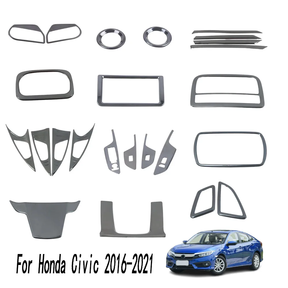 

Для Honda Civic 10th 2016-2021 нержавеющая сталь глянцевый черный автомобильная центральная консоль второй пилот ящик для хранения отделка авто внутренние аксессуары