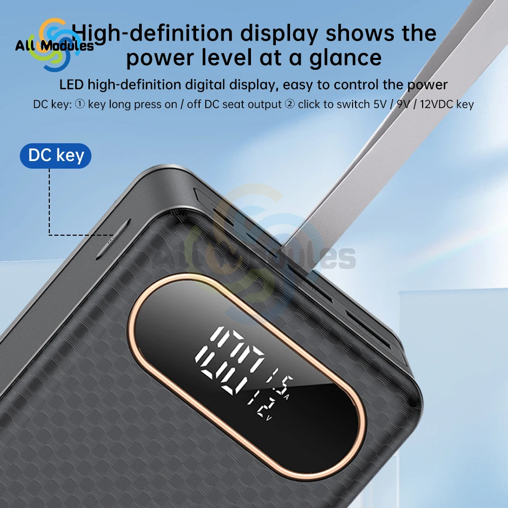 22.5W 18650 Battery Power Bank Case 21*18650  Flat Tip Battery No Soldering Mobile Power Kit DC Output Camping Lights Kit