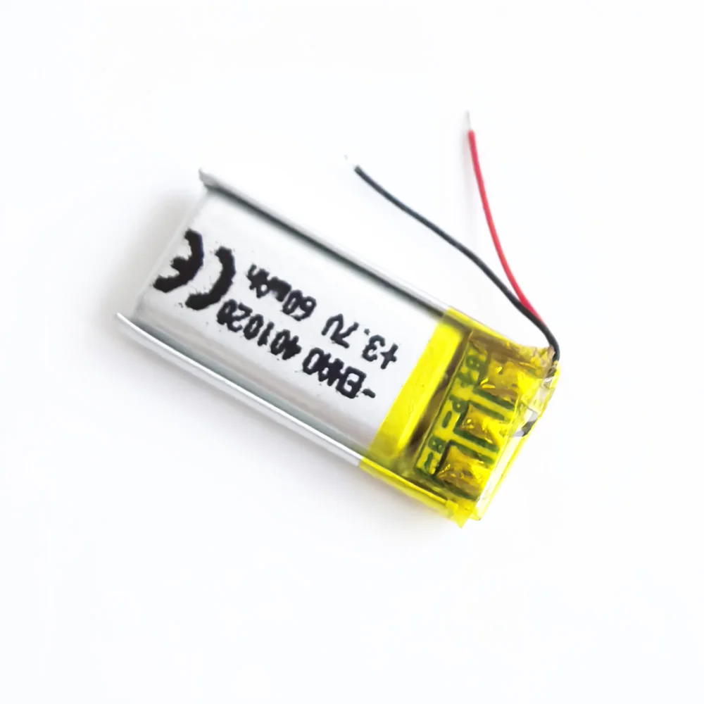 2 قطعة 3.7 فولت 60 مللي أمبير بطارية ليثيوم بوليمر ليثيوم بو قابلة للشحن 401020   لسماعة رأس بلوتوث Mp3 سماعة أذن ذكية