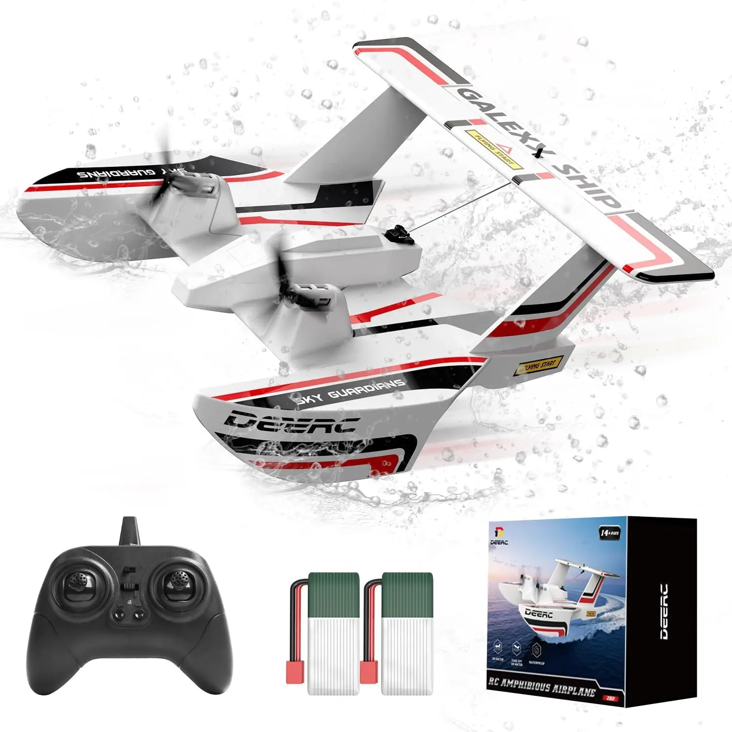

2.4GHz Remote Control Amphibious Tri-Phibian Aircraft for Water Land & Air, 3CH RTF Airplane Glider with 2 Batteries for Boys Girls