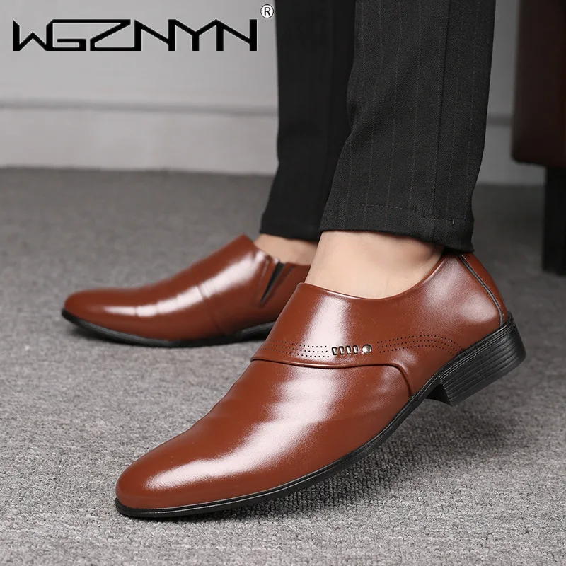 Men Shoes Casual Fashion Mens Dress Shoes for Male Party Sneakers Plus Size Slip on Black Leather Loafer Sapato Social Masculino