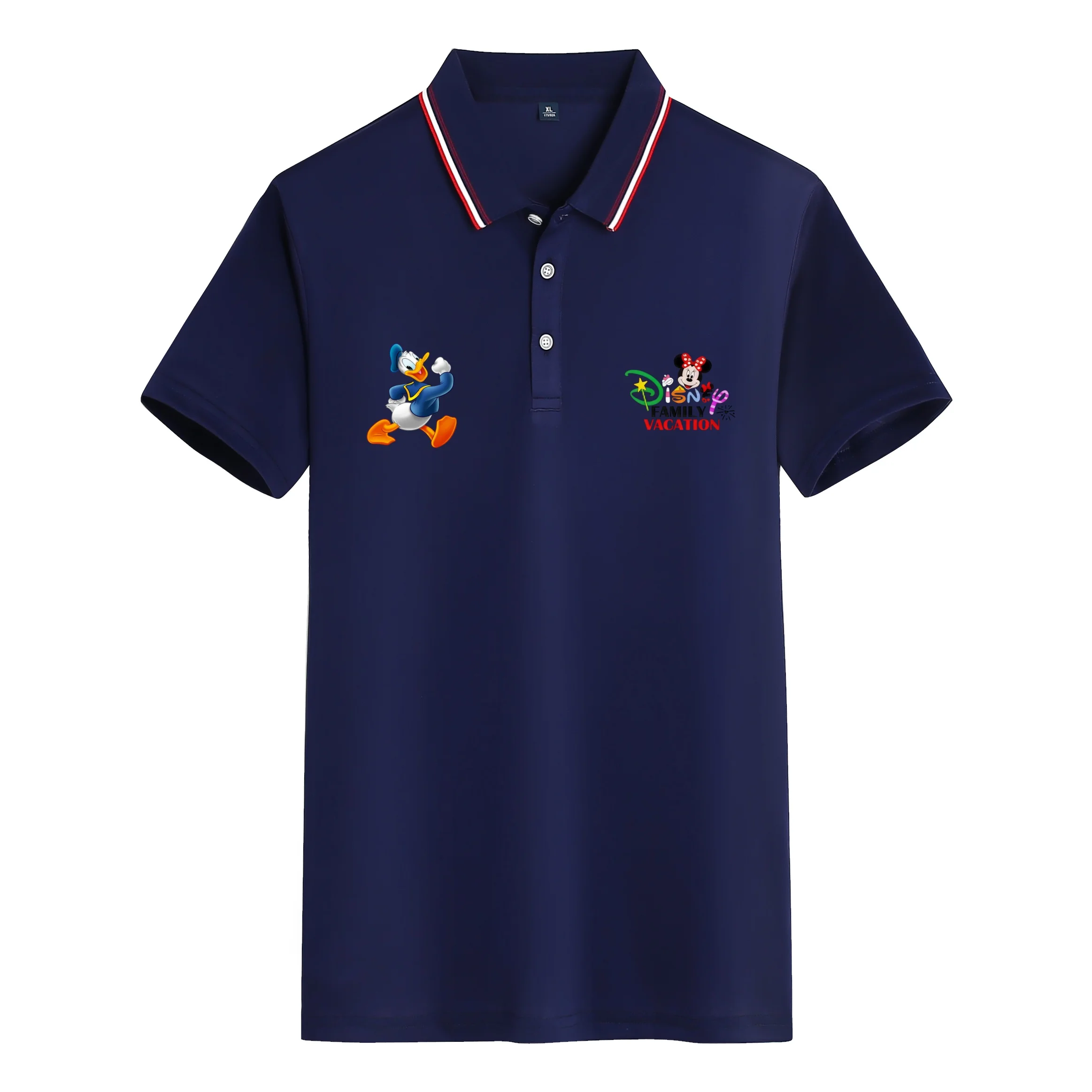 Disney Family Vacation Donald Duck Printed Unisex Polo Shirt Summer Casual Short Sleeve T-shirt