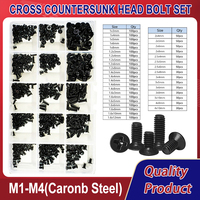 M1 M1.2 M1.4 M1.6 M2 M2.5 M3 M4 Phillips Flat Head Bolt Set Black Countersunk Screw Metric Caronb Steel Machine Assorment Kit