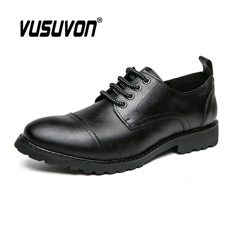

Fashion Men Derby Shoes Breathable Leather 38-48 Size Boys Loafers Black Soft Outdoor Casual Winter Mules Dress Brogue Flats