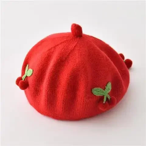 Boina de punto Vintage para niñas, gorro cálido de Color sólido, gorro de pintor y artista para niños, Otoño e Invierno