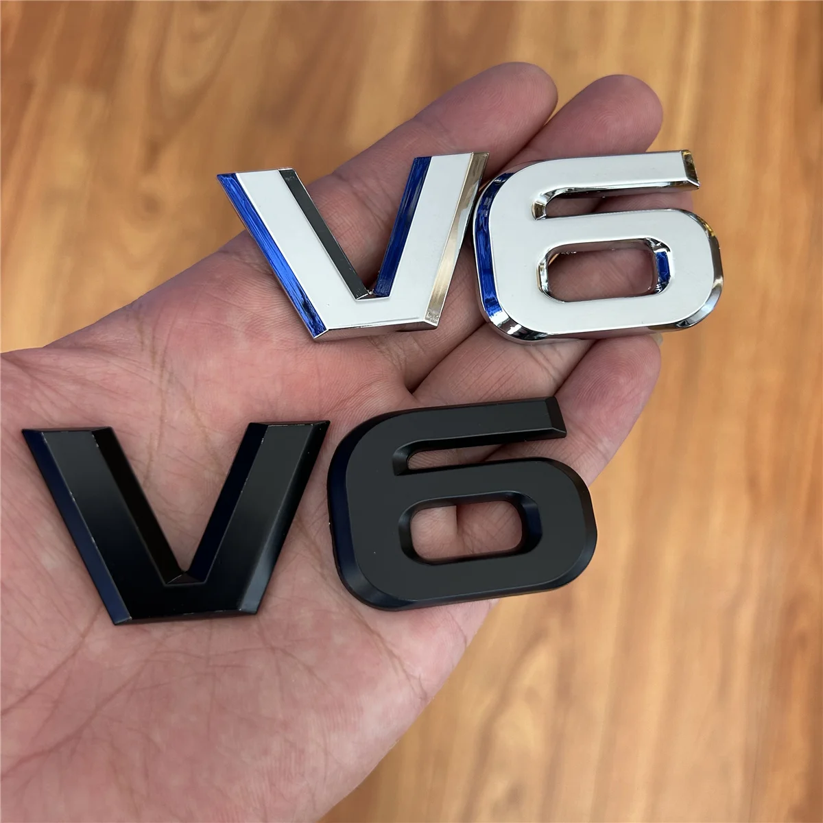 Estilo do carro metal v6 logotipo do motor emblema tronco esporte turbo auto emblema 3d adesivo decalque acessórios