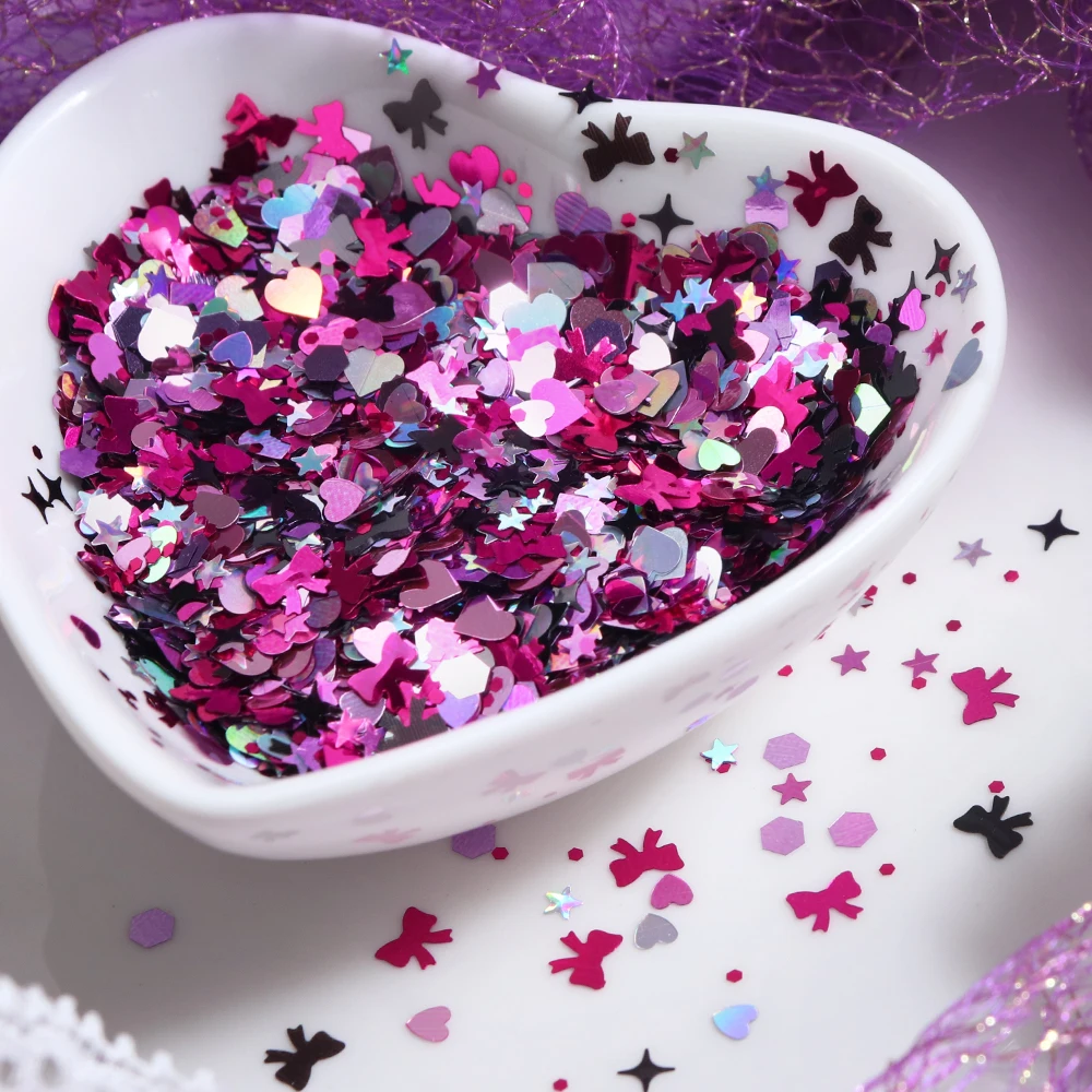 5g Sweet Love Heart Bowknots Glitter Resin Filling Sequins Kawaii Accessories DIY Valentines Resin Art Decoration Epoxy Fillers view 4