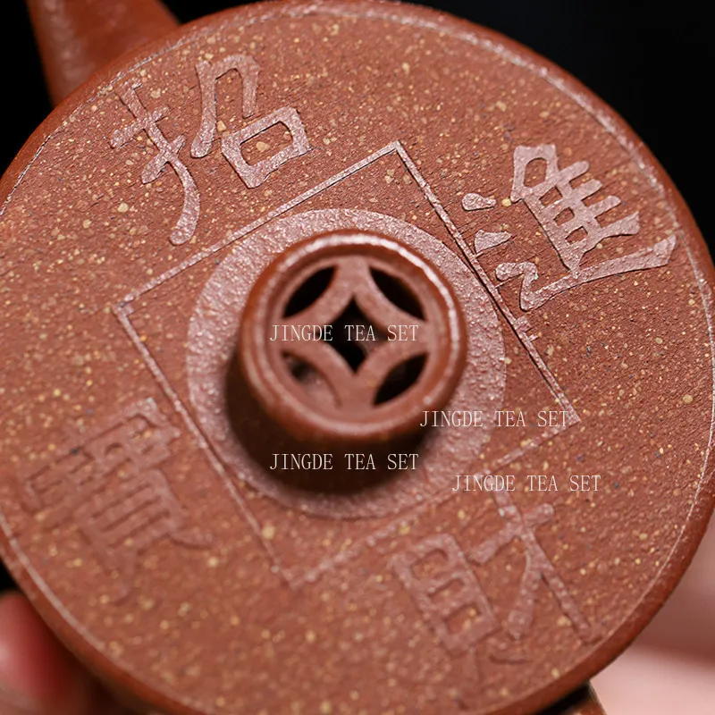 170ml Large Caliber Purple Clay Han Tile Teapot Household Chinese Style Small Capacity Teapot Engraving Fortune Kungfu Tea Set