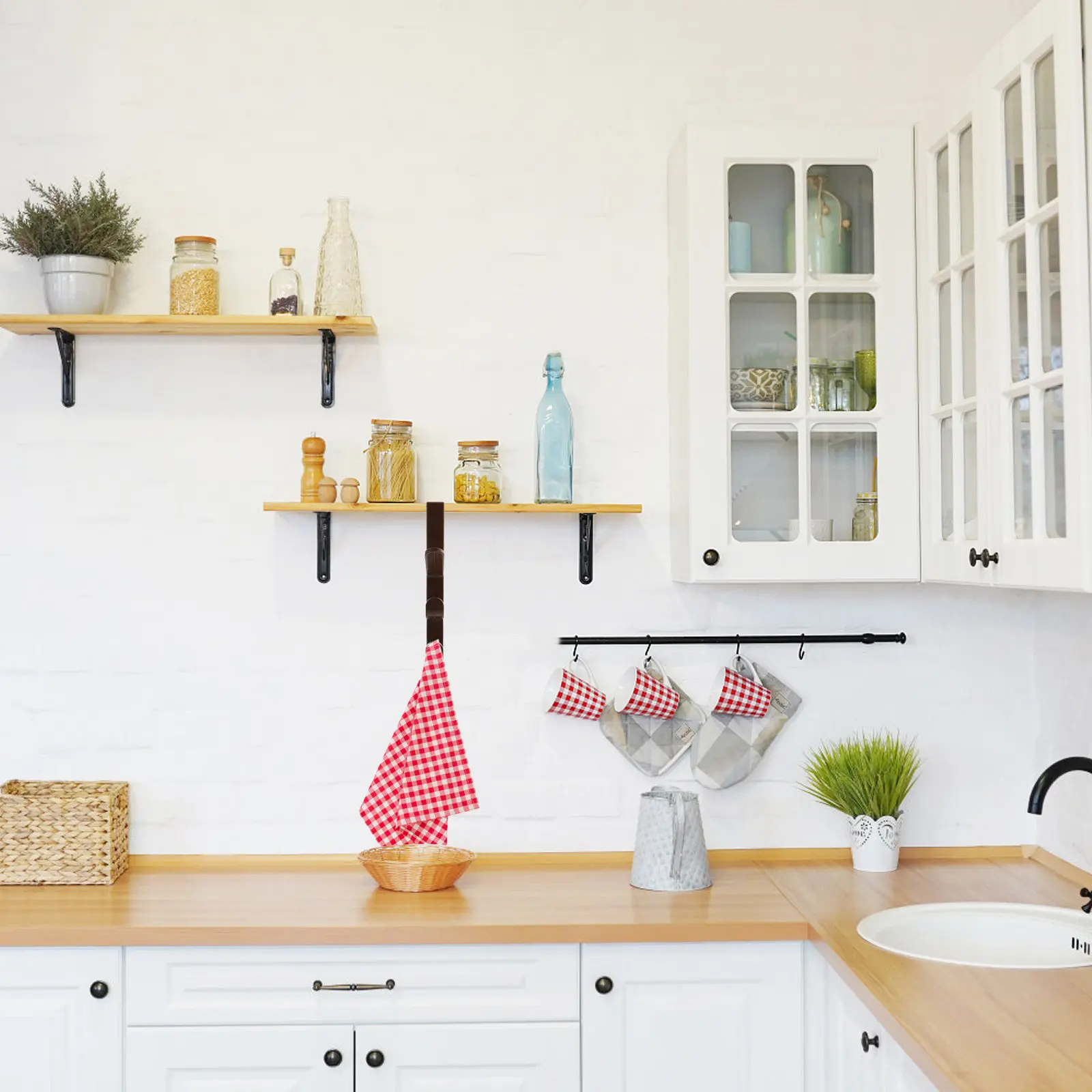 

3Pcs No-Drill Over-Door Hooks 5-Hook Space-Saving Door Back Hanger for Towels Coats Hats Scarves Keys Bathroom Kitchen Bedroom