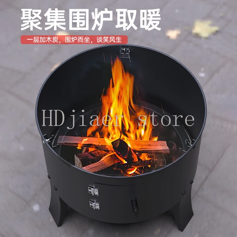Household barbecue hanging oven and smoker, charcoal heating, versatile for roasting chicken, duck, smoking meat, fish