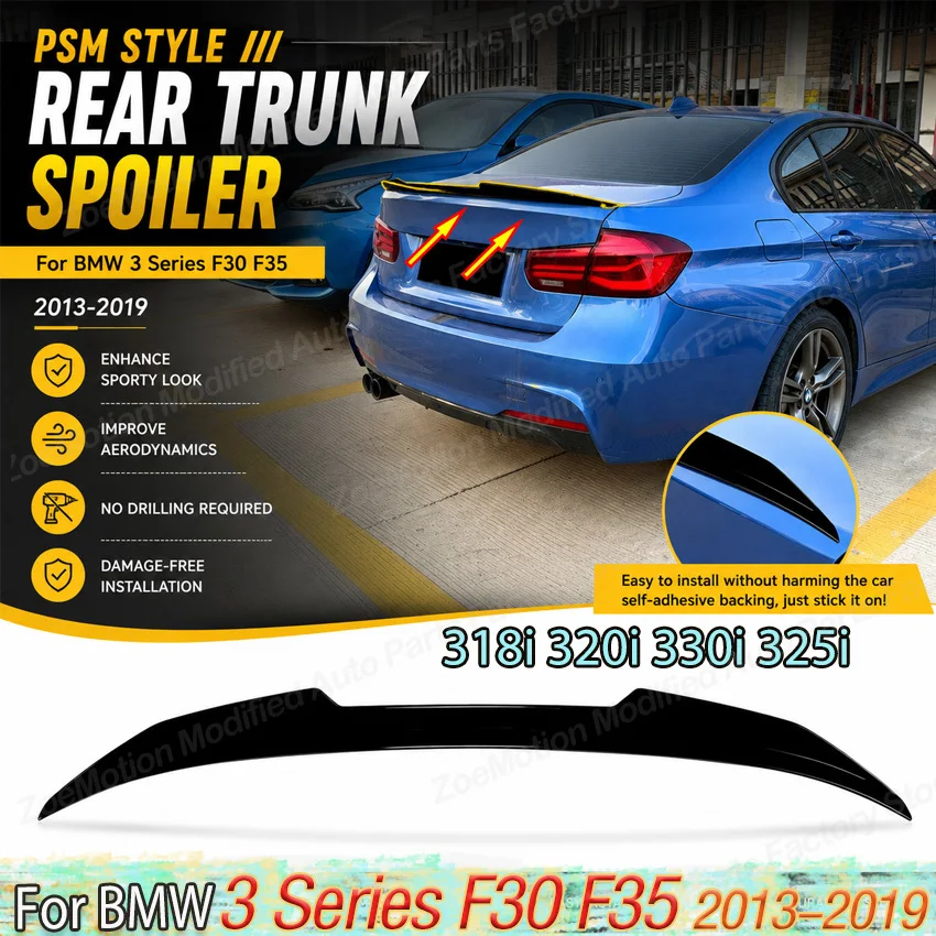 

Rear Trunk Spoiler Wing Splitter for BMW 3 Series F30 F35 318i 320i 330i 325i 320d 340i 2013-2019 PSM Style Tail Fin Body Kit