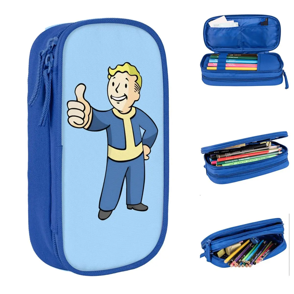 Fallouts-estuches de lápices para niños, bolsa de gran capacidad para estudiantes, accesorios escolares con cremallera