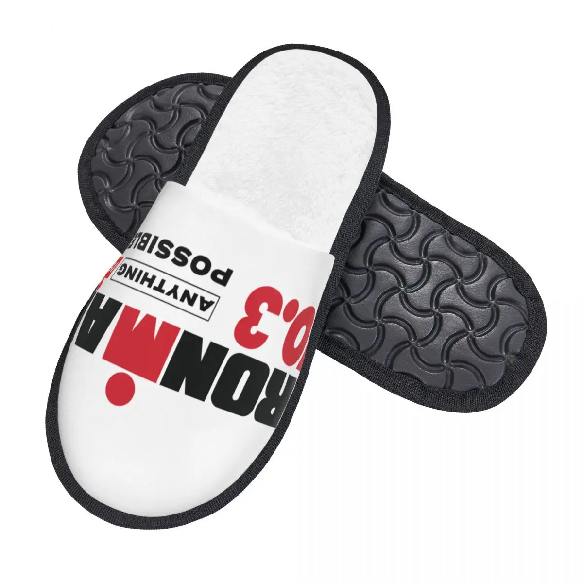 Marathon Triathlon Logo Furry Slippers Non-slip Swimming Cycling Running Soft Household Fur Slides Slippers Bedroom