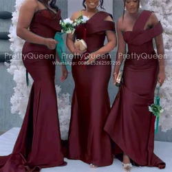 Plus Size Trumpet Bridesmaid Dresses One Shoulder Customized Long Mermaid Burgundy Wedding Party Dress Maid Of Honor For Women