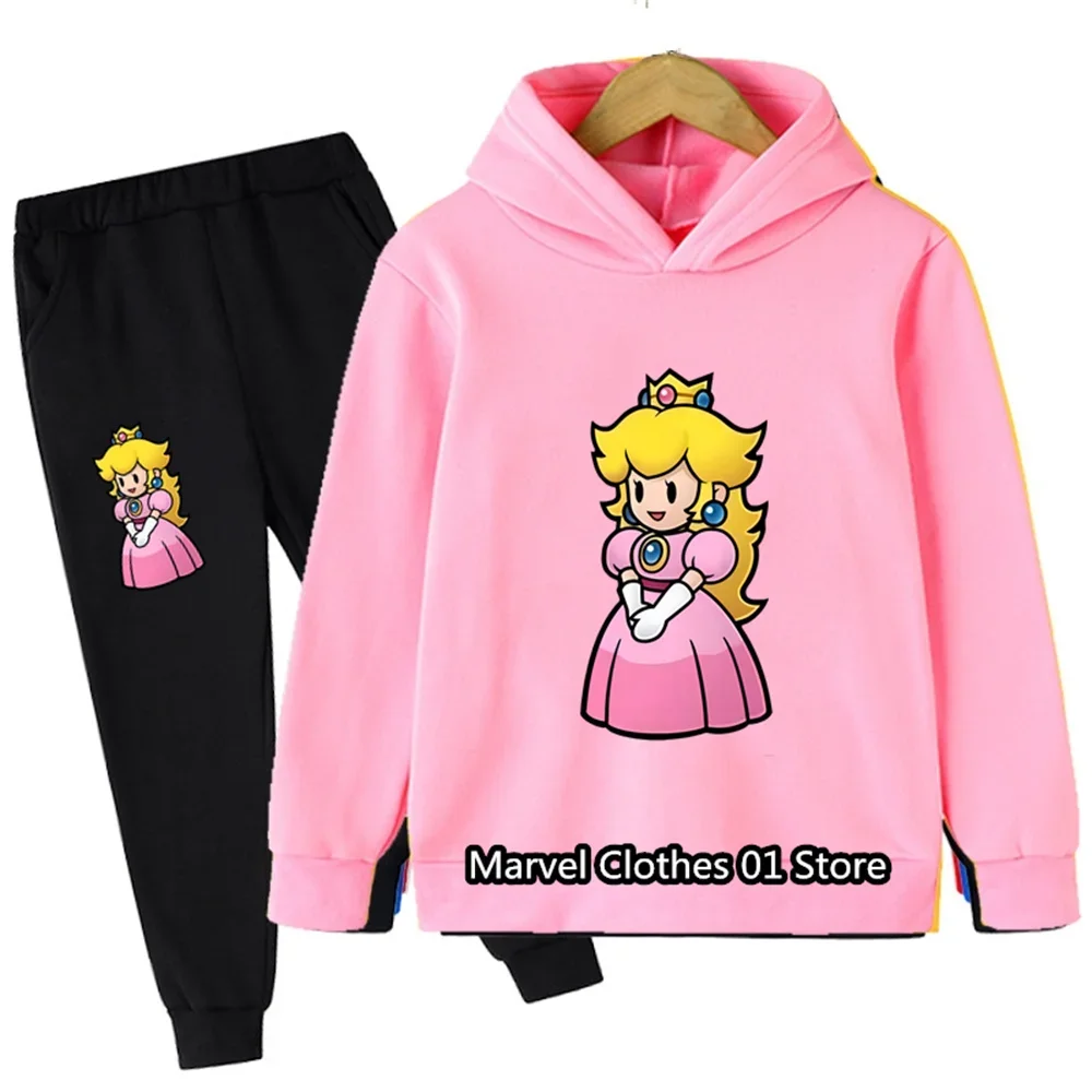 New Game Super Marios Hoodie Set Kids Hoodie Pants Two-piece Childrens Clothing Set 2-13 Year Children Clothing Kids Hoodies