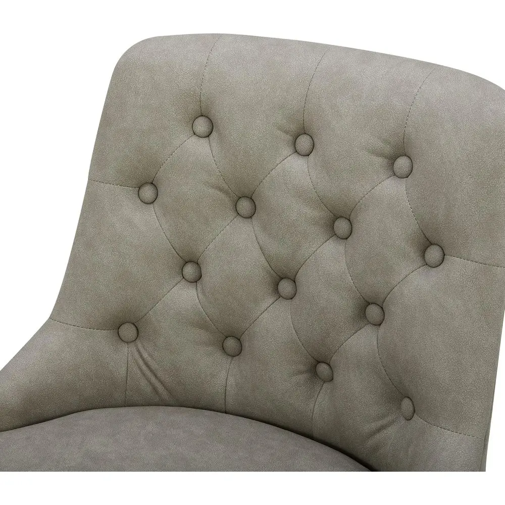 Drehbare Thekenhocker aus Leder mit Rückenlehne, 26 Höhe, Steingrau, 2er-Set