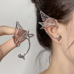 Antique Gold Color Elf Ear Clip Retro Korean Style Ear Hook Single Side Earrings Alloy Jewelry Accessories Ear Cuff Carnival