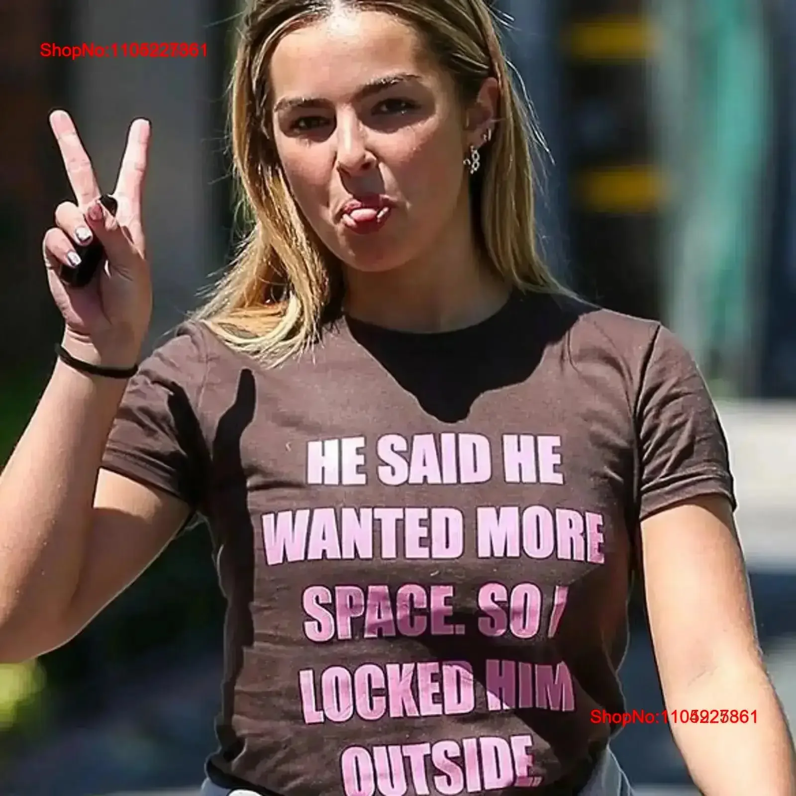 Iconic T Shirt He Said Wanted More Space So I Locked Him Outside Addison Rae Funny Meme y2k Fashion vintage Washed Versatile