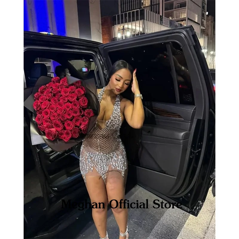 فستان حفلة موسيقية قصير فاخر بأحجار الراين فتاة سوداء مخصصة فساتين كوكتيل صغيرة فستان حفلة عيد ميلاد Vestidos De Gradatia #2